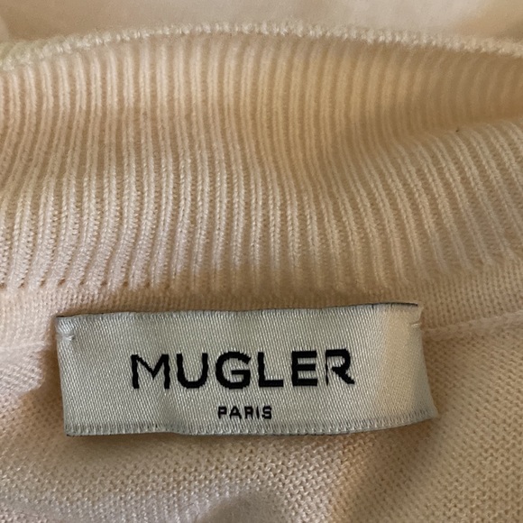 Mugler Paris Extra Fine Wool cream cutout detail stunning luxury sweater - Picture 8 of 12